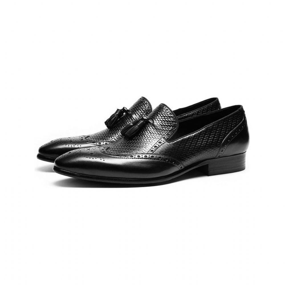 Mocassins Pour Hommes Sculptés À Bout Pointu - Noir