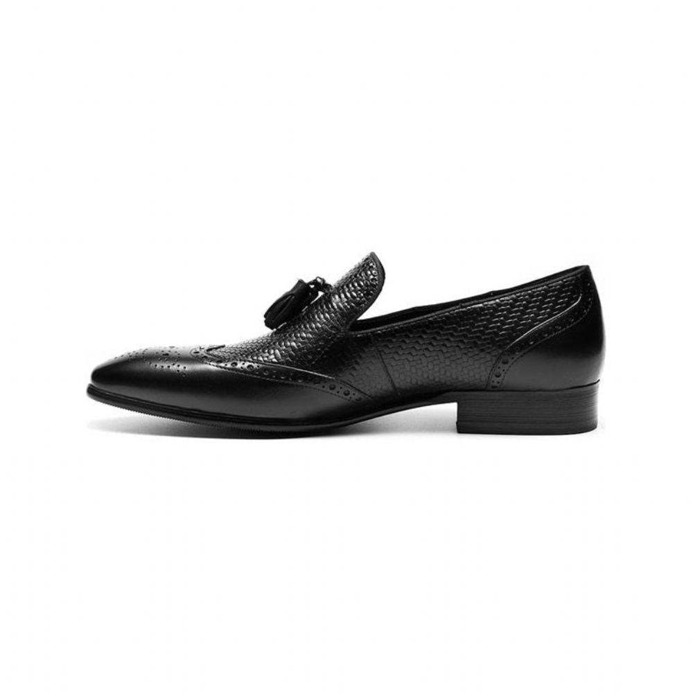 Mocassins Pour Hommes Sculptés À Bout Pointu - Noir