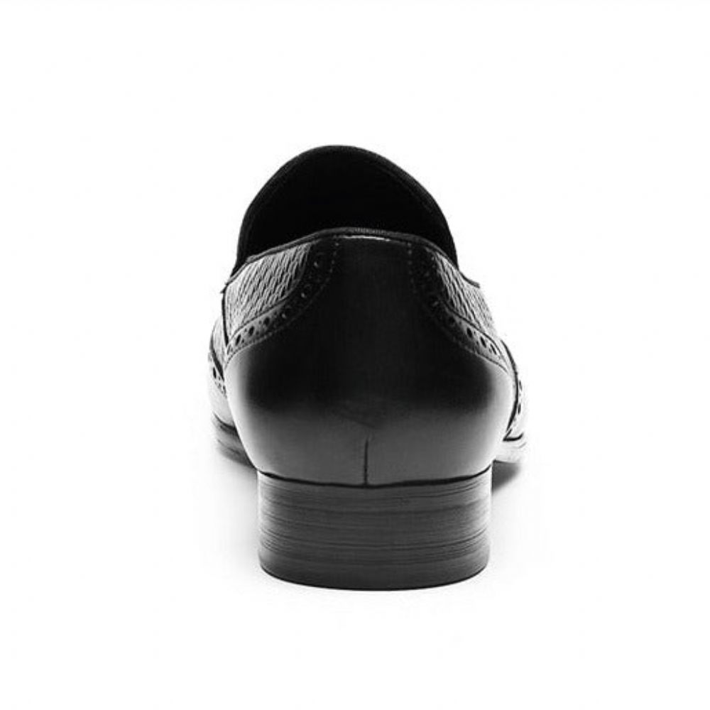 Mocassins Pour Hommes Sculptés À Bout Pointu - Noir