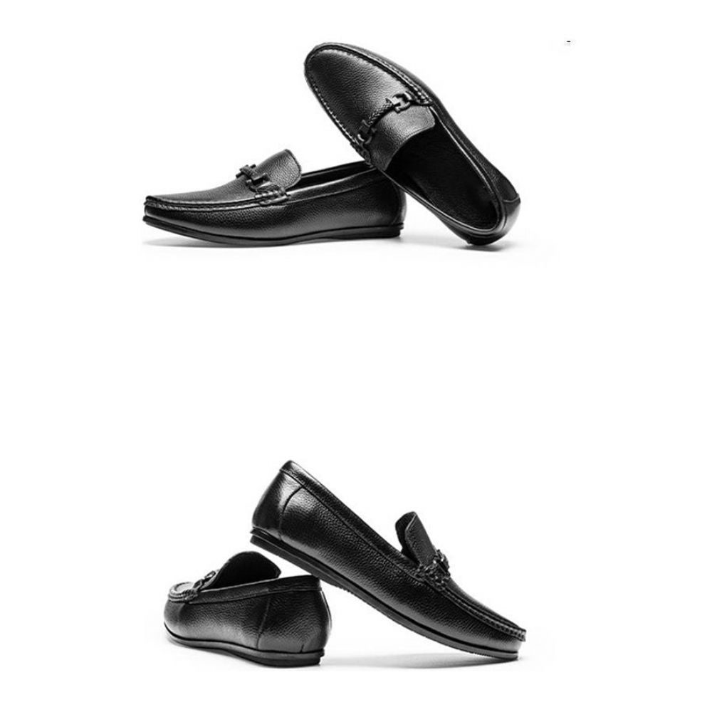 Mocassins Pour Hommes Weavingluxe À Enfiler Cuir - Noir 1