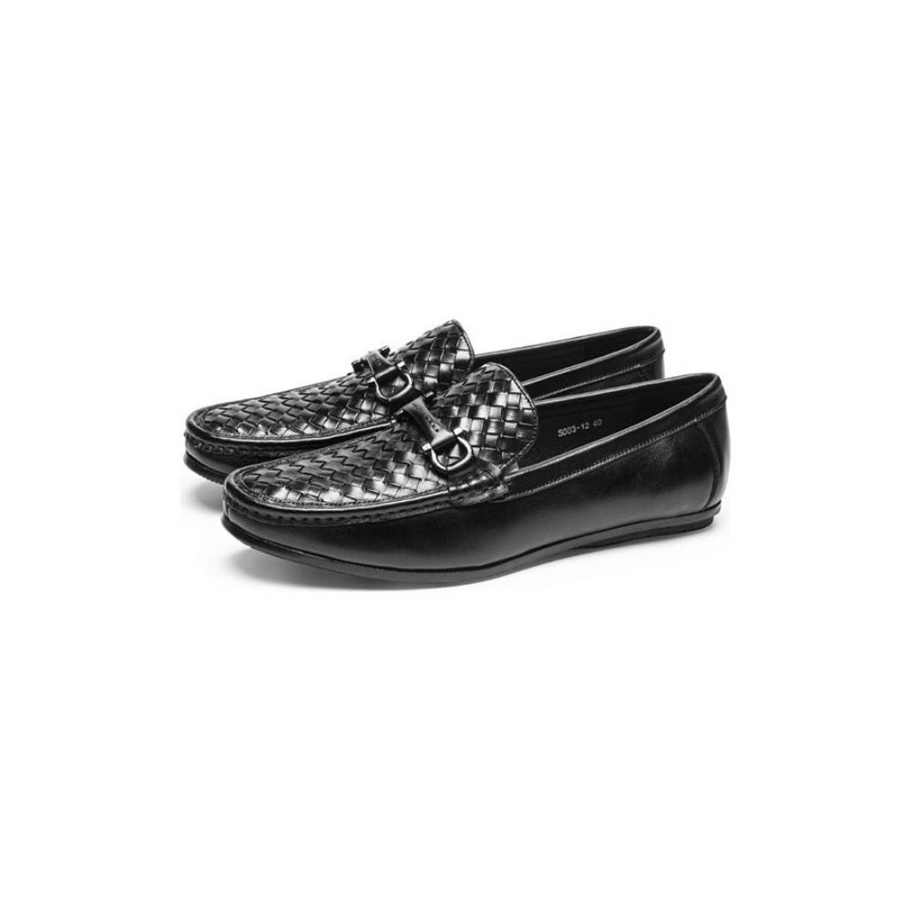 Mocassins Pour Hommes Weavingluxe À Enfiler Cuir - Noir 2