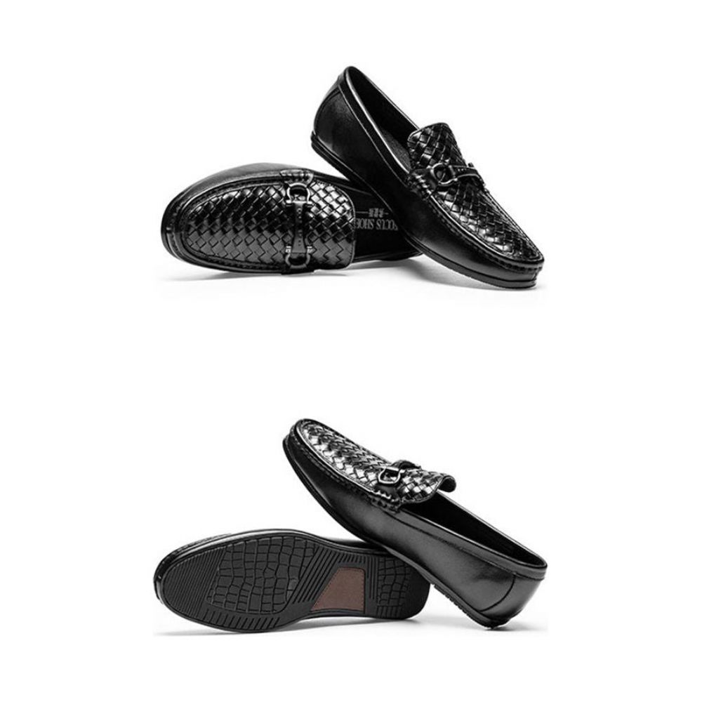 Mocassins Pour Hommes Weavingluxe À Enfiler Cuir - Noir 2