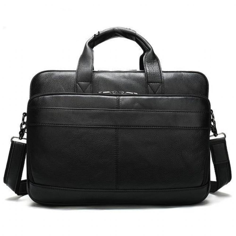 Porte-documents Pour Hommes Bureau À Fermeture Éclair Cuir Exotique Luxe - Noir