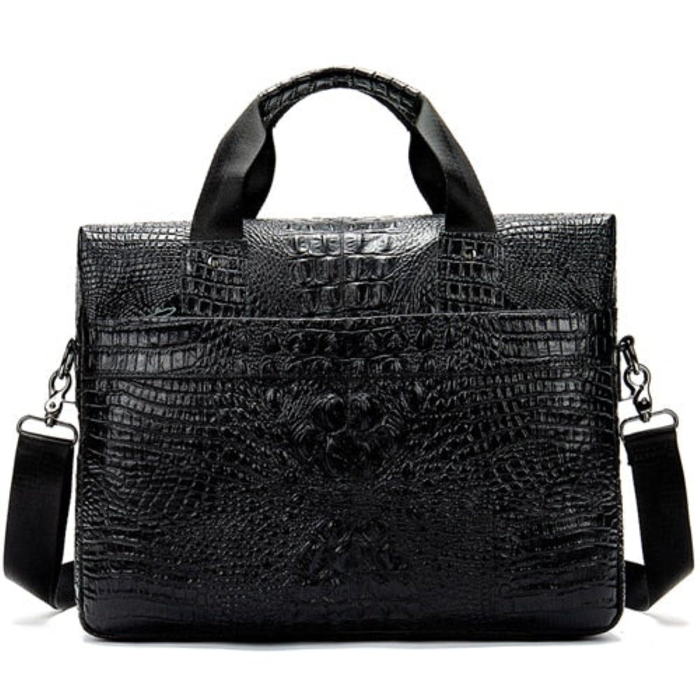 Porte-documents Pour Hommes Fourre-tout Bureau Cuir Crocodile Luxe Chic Et Portable - Noir