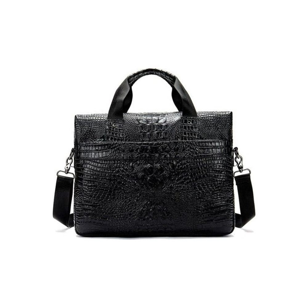 Porte-documents Pour Hommes Fourre-tout Bureau Cuir Crocodile Luxe Chic Et Portable - Noir