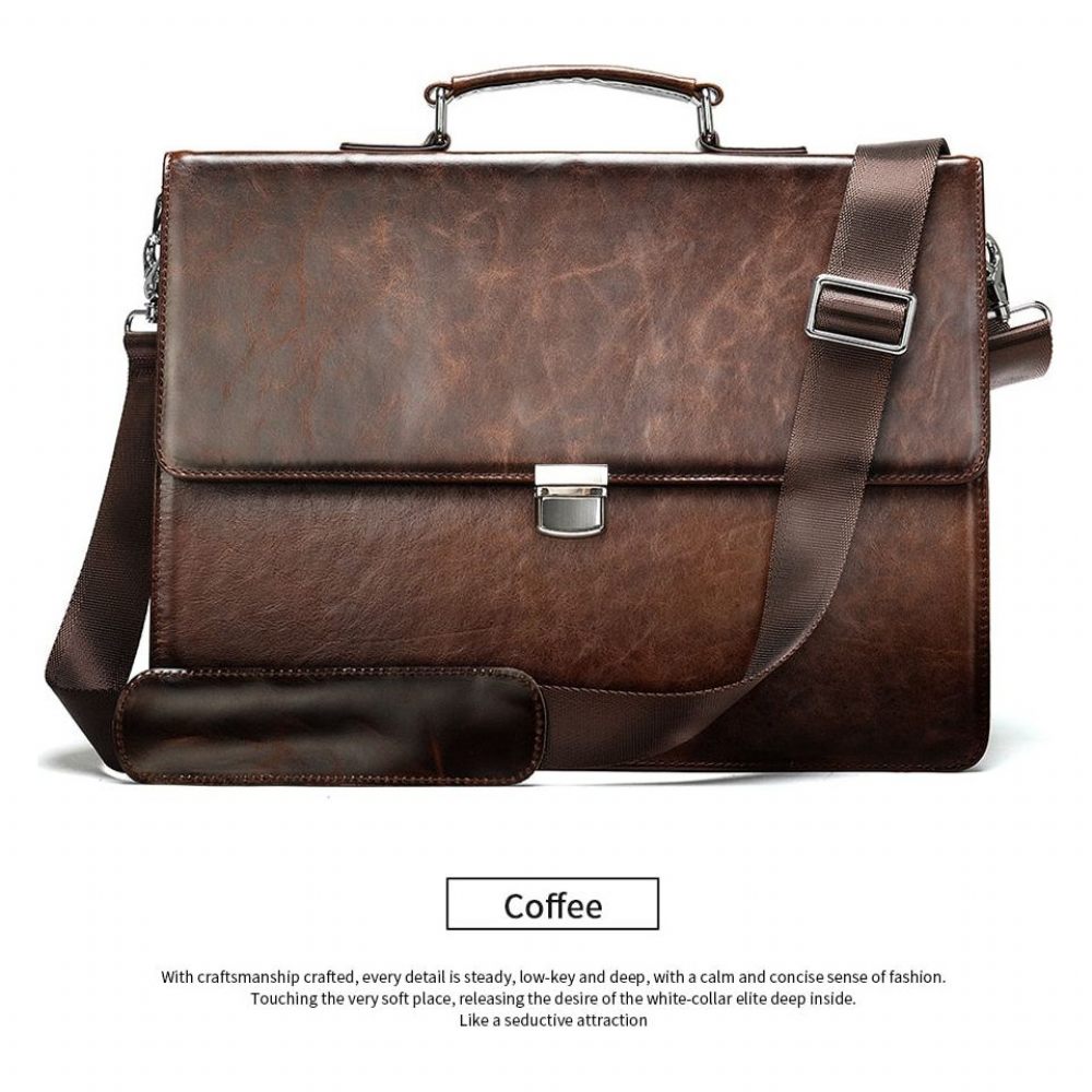 Porte-documents Pour Hommes Luxe Cuir Exotica Ordinateur Portable - Café