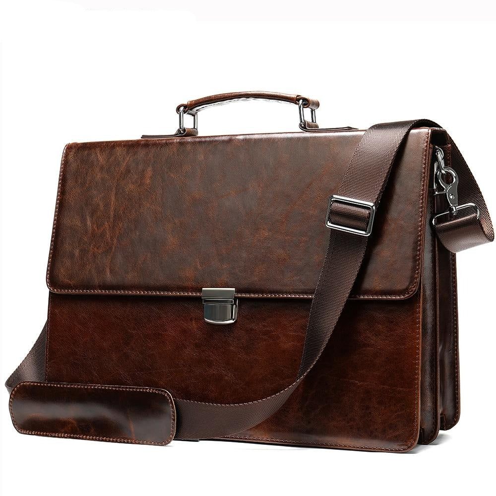 Porte-documents Pour Hommes Luxe Cuir Exotica Ordinateur Portable - Café