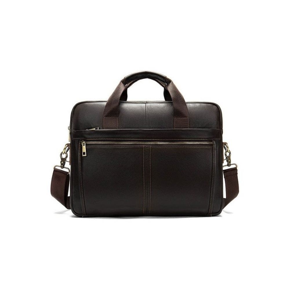 Porte-documents Pour Hommes Luxe Cuir Exotique Avec Fermeture Éclair Ordinateur Portable - Café À L'Huile