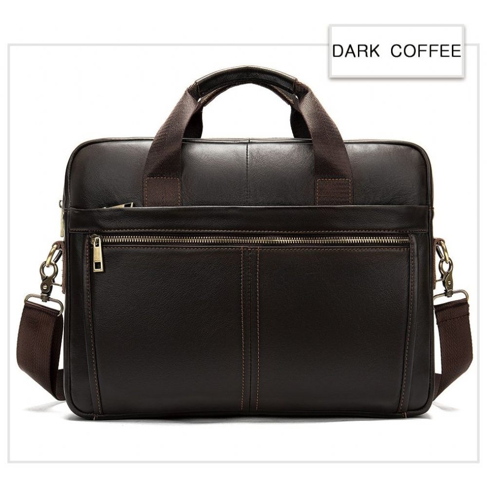 Porte-documents Pour Hommes Luxe Cuir Exotique Avec Fermeture Éclair Ordinateur Portable - Café Profond