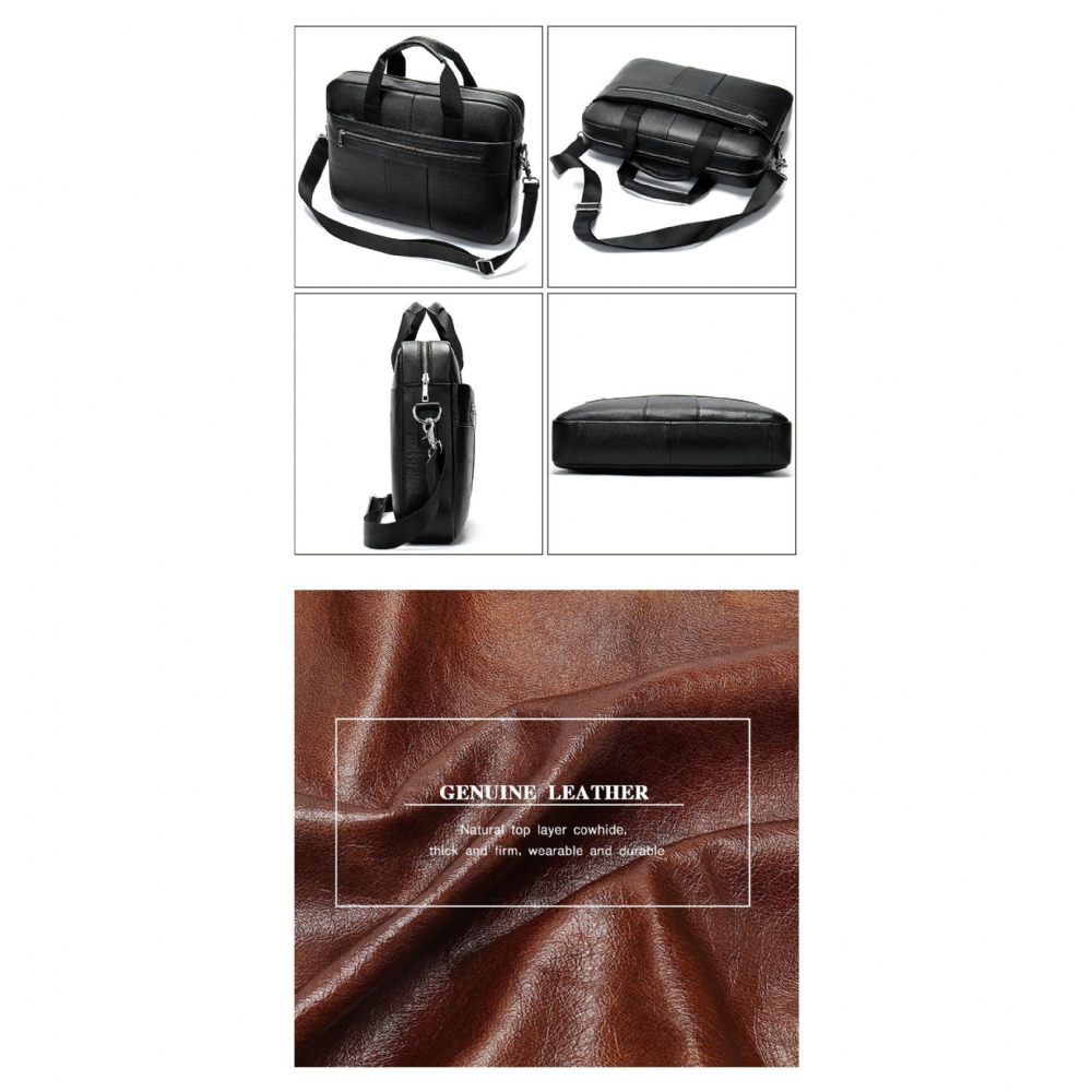 Porte-documents Pour Hommes Luxe Cuir Exotique Avec Fermeture Éclair Ordinateur Portable - Café