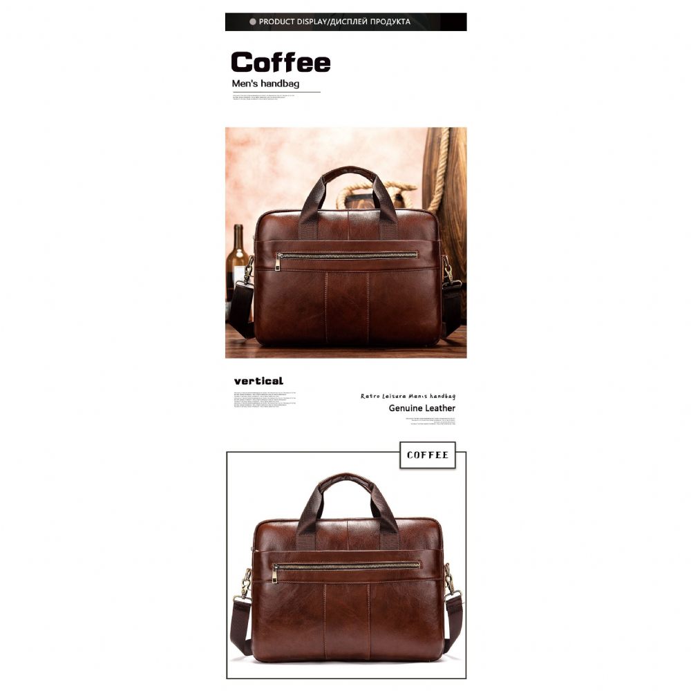 Porte-documents Pour Hommes Luxe Cuir Exotique Avec Fermeture Éclair Ordinateur Portable - Café