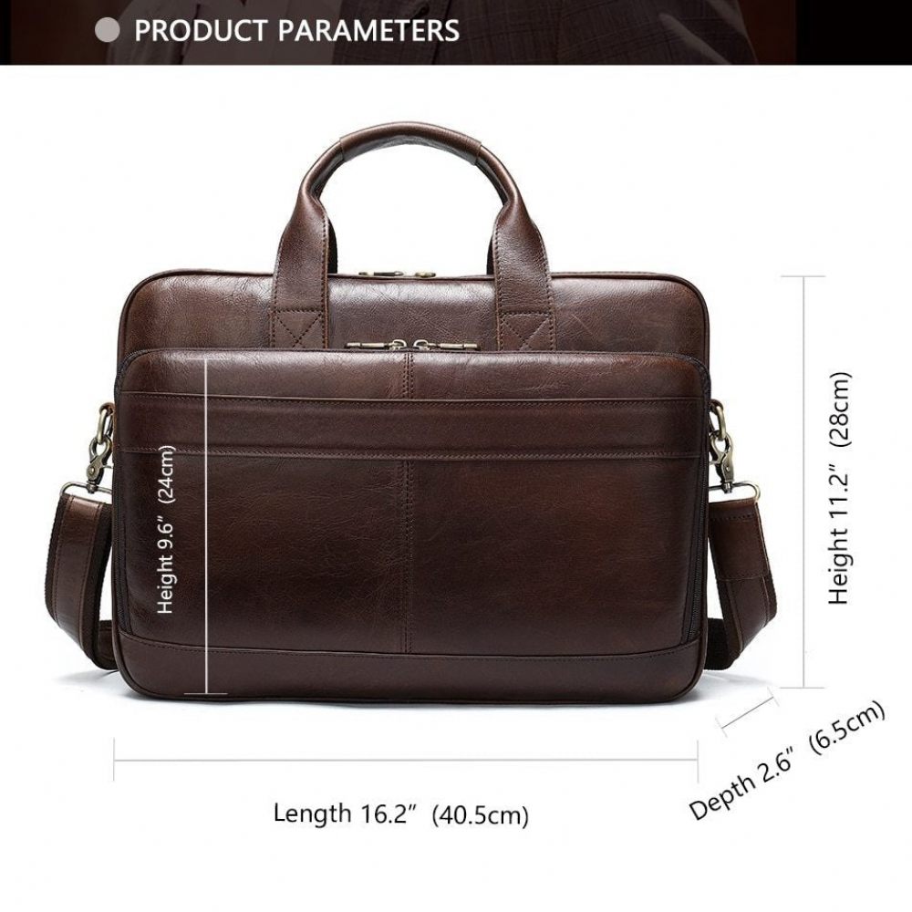 Porte-documents Pour Hommes Luxe Cuir Exotique Ordinateur Portable - Café