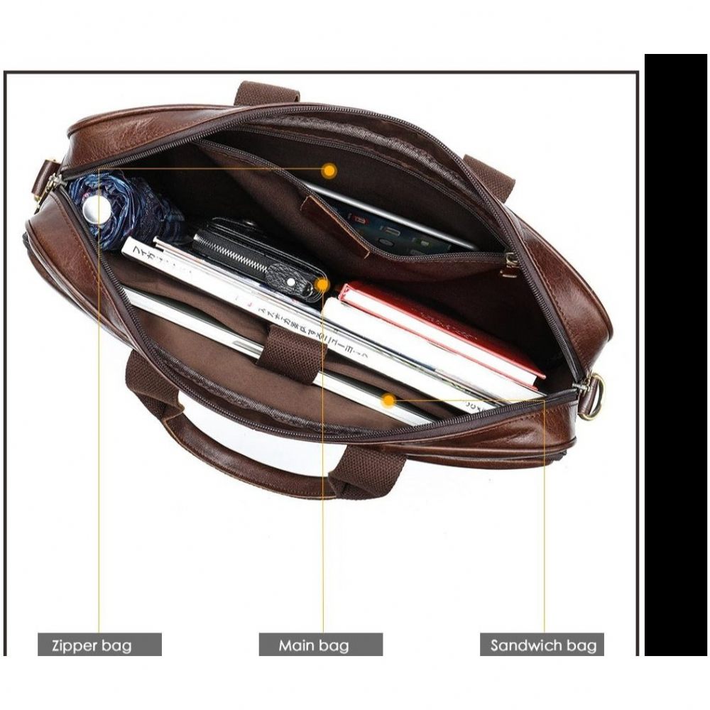 Porte-documents Pour Hommes Luxe Cuir Exotique Ordinateur Portable - Café