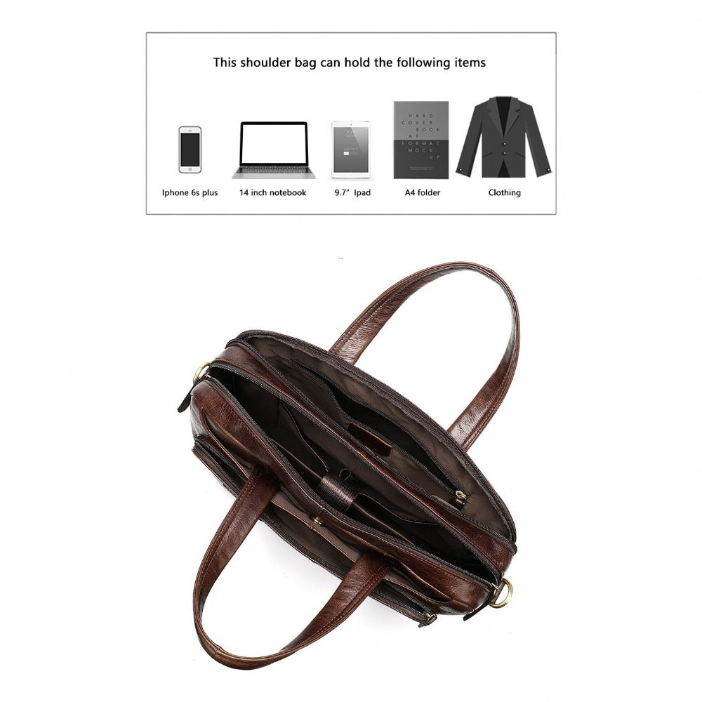 Porte-documents Pour Hommes Luxe Cuir Exotique Ordinateur Portable - Café