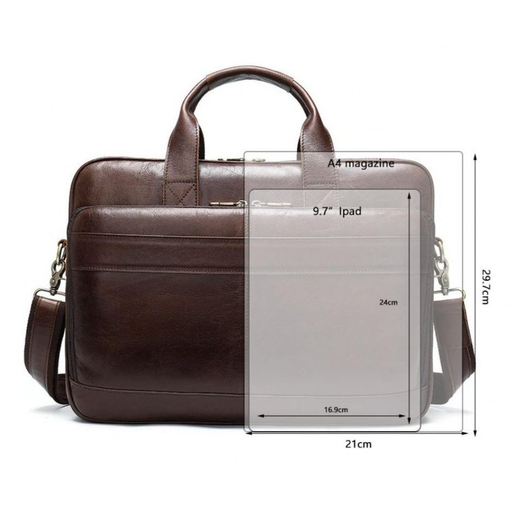 Porte-documents Pour Hommes Luxe Cuir Exotique Ordinateur Portable - Café