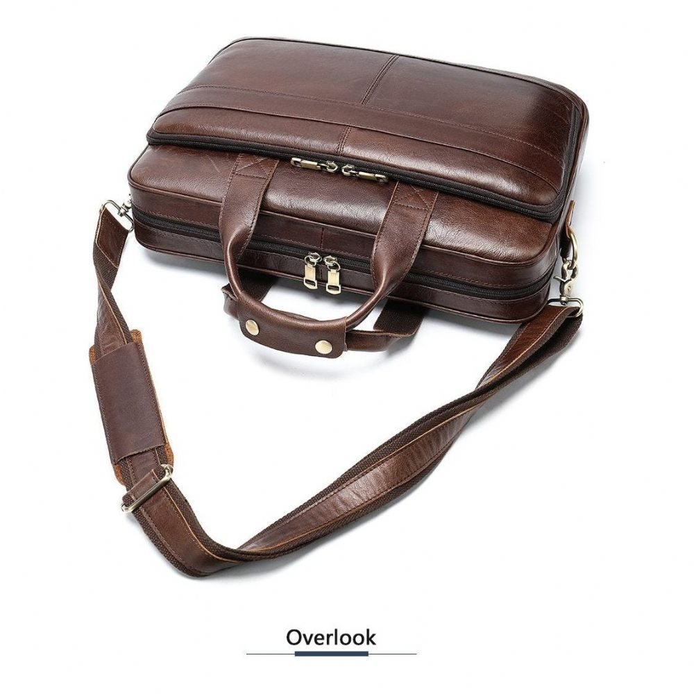 Porte-documents Pour Hommes Luxe Cuir Exotique Ordinateur Portable - Café