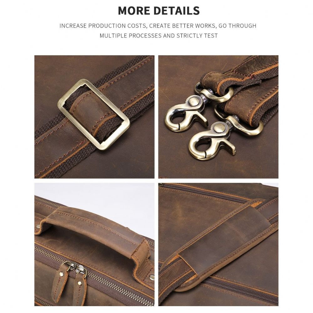 Porte-documents Pour Hommes Luxe Cuir Ordinateur Portable Avec Poignée Souple - Marron