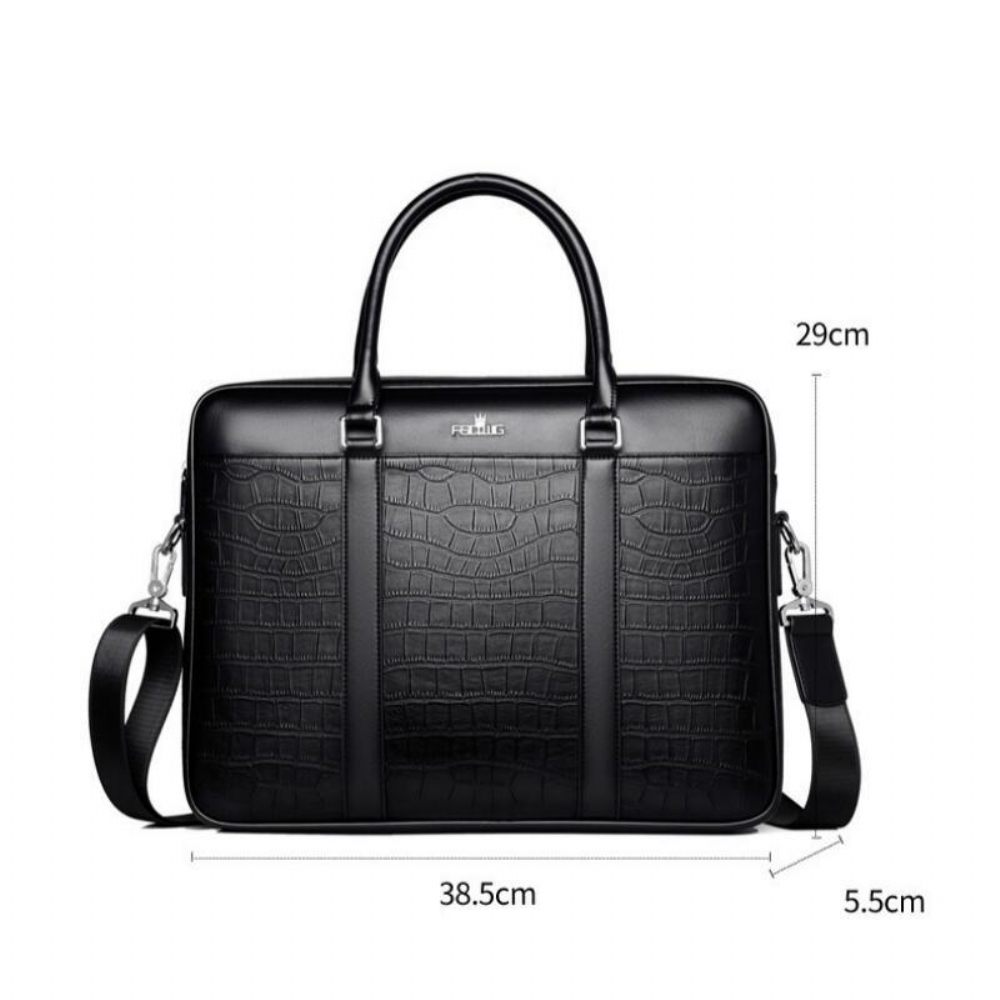 Porte-documents Pour Hommes Ordinateur Portable Cuir Exotique - Noir