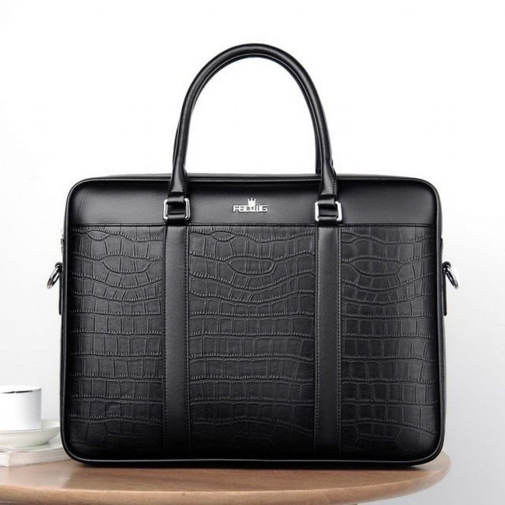 Porte-documents Pour Hommes Ordinateur Portable Cuir Exotique - Noir