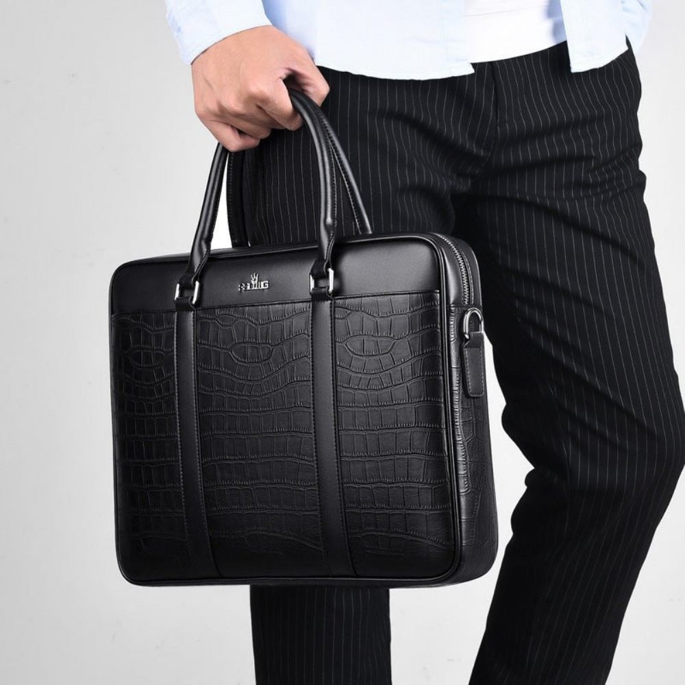 Porte-documents Pour Hommes Ordinateur Portable Cuir Exotique - Noir