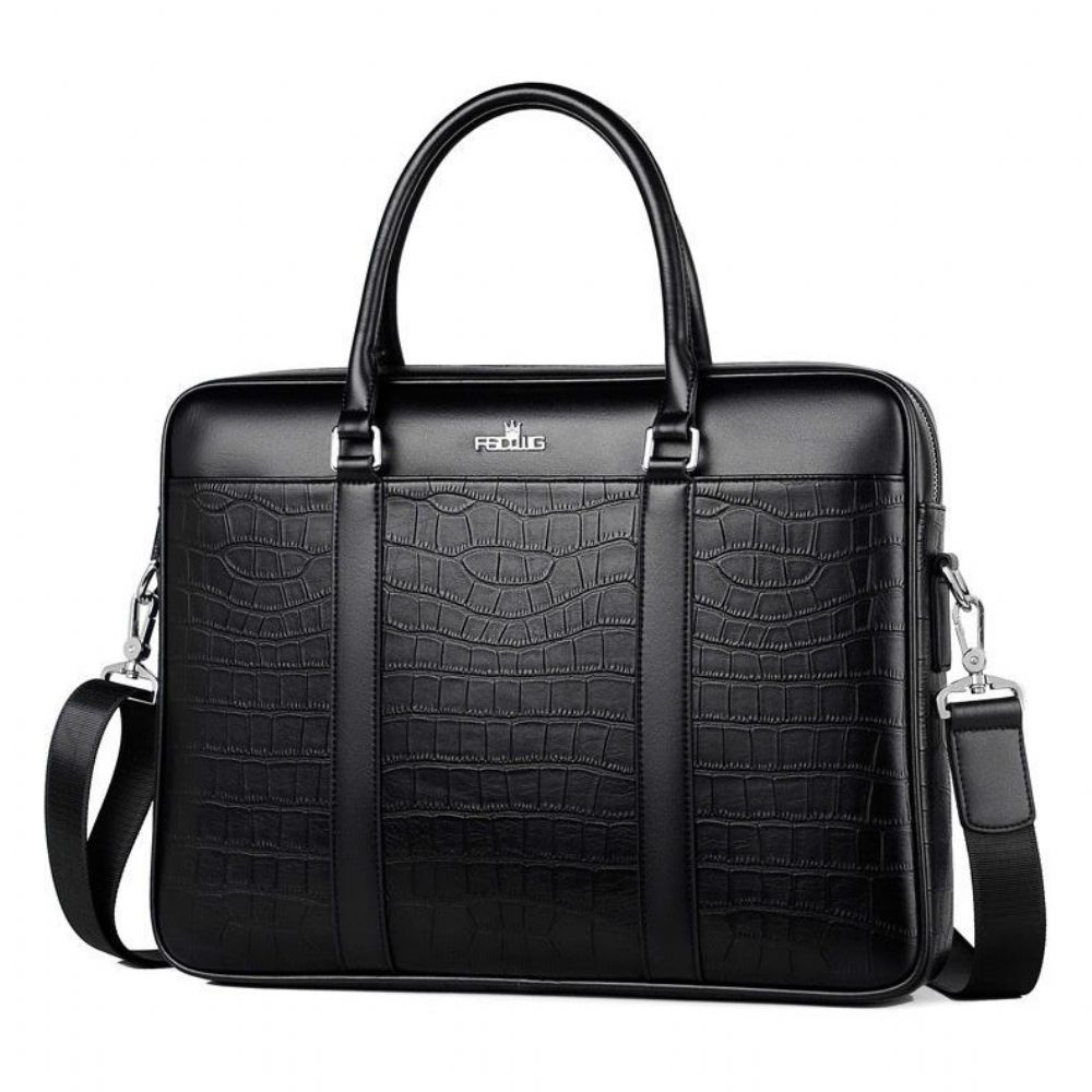 Porte-documents Pour Hommes Ordinateur Portable Cuir Exotique - Noir