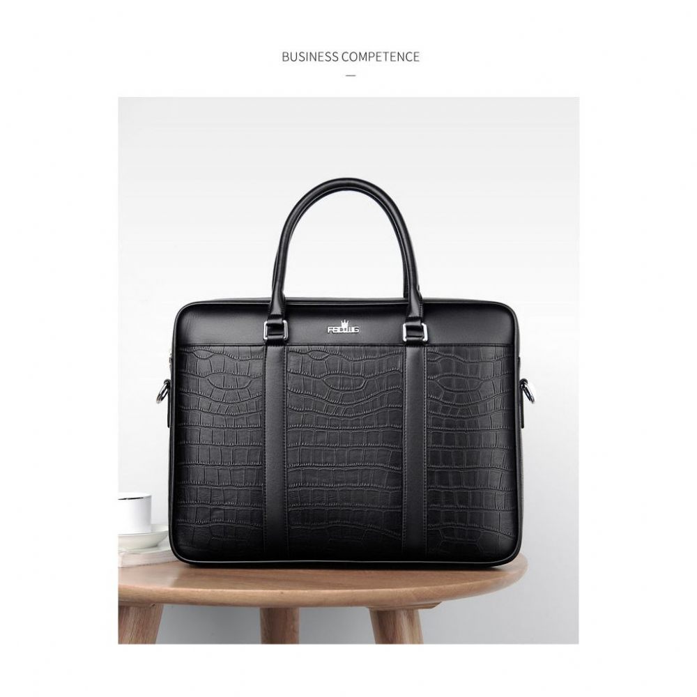 Porte-documents Pour Hommes Ordinateur Portable Cuir Exotique - Noir