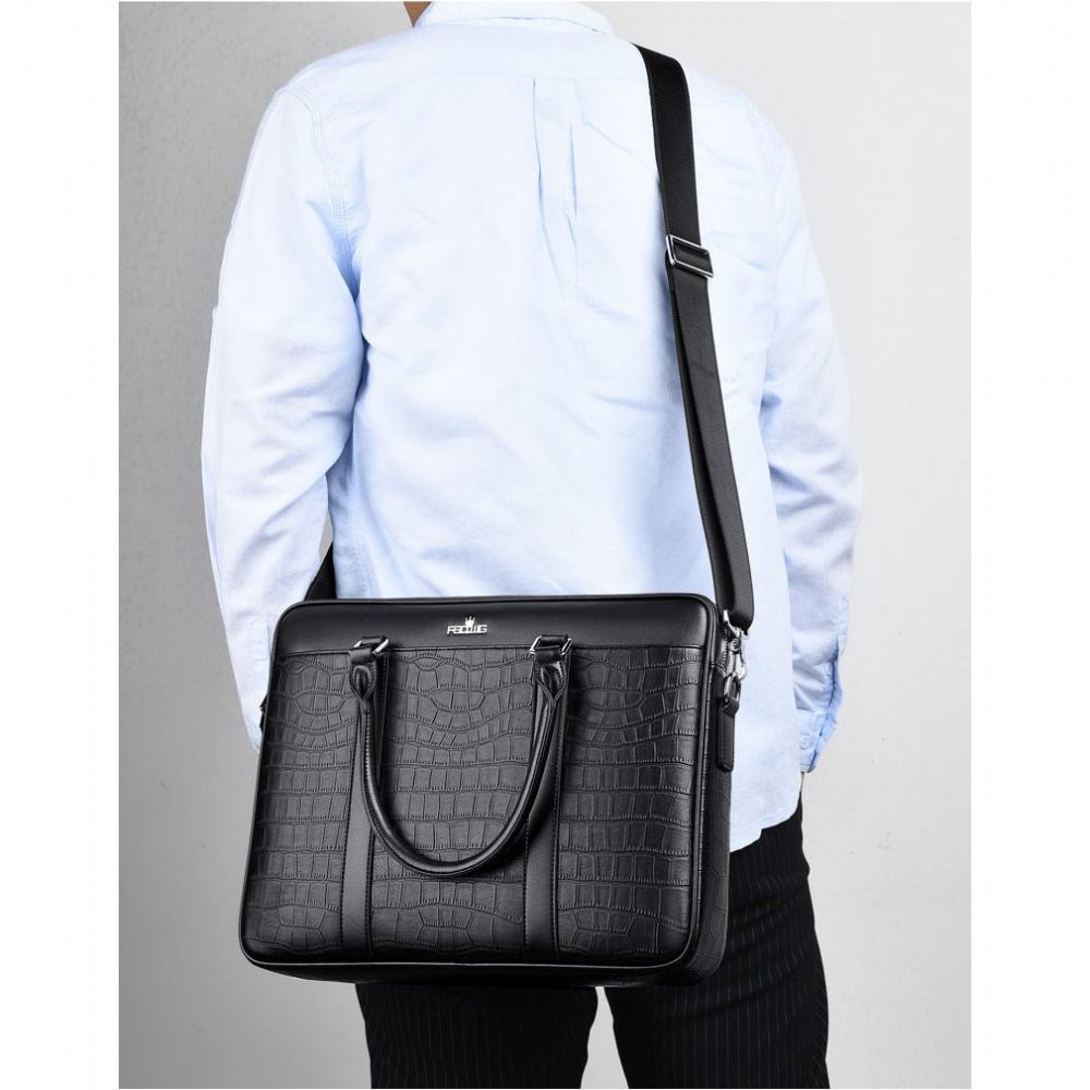 Porte-documents Pour Hommes Ordinateur Portable Cuir Exotique - Noir