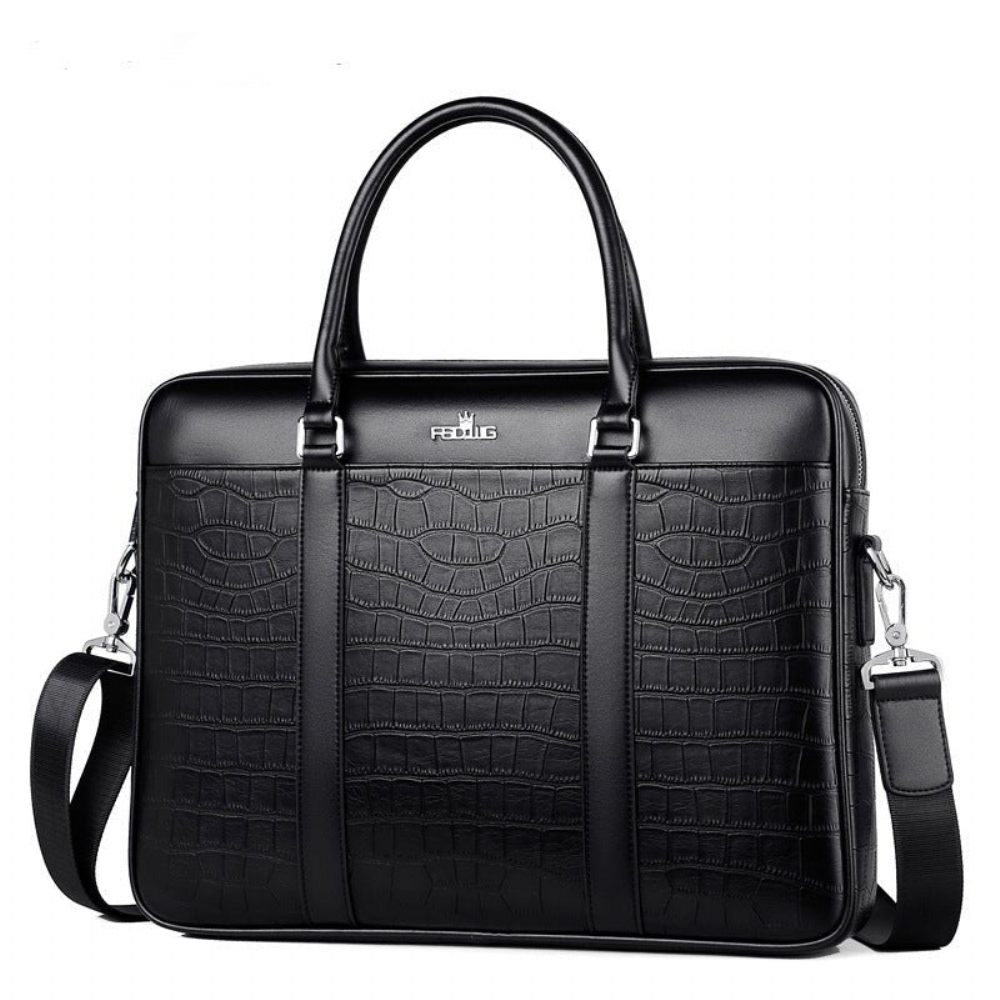 Porte-documents Pour Hommes Ordinateur Portable Cuir Exotique - Noir