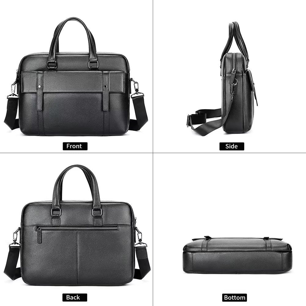 Porte-documents Pour Hommes Organisateur Luxe Cuir À Double Compartiment Mallette D'affaires - Noir