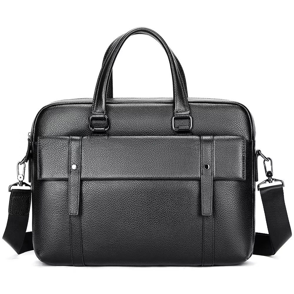 Porte-documents Pour Hommes Organisateur Luxe Cuir À Double Compartiment Mallette D'affaires - Noir