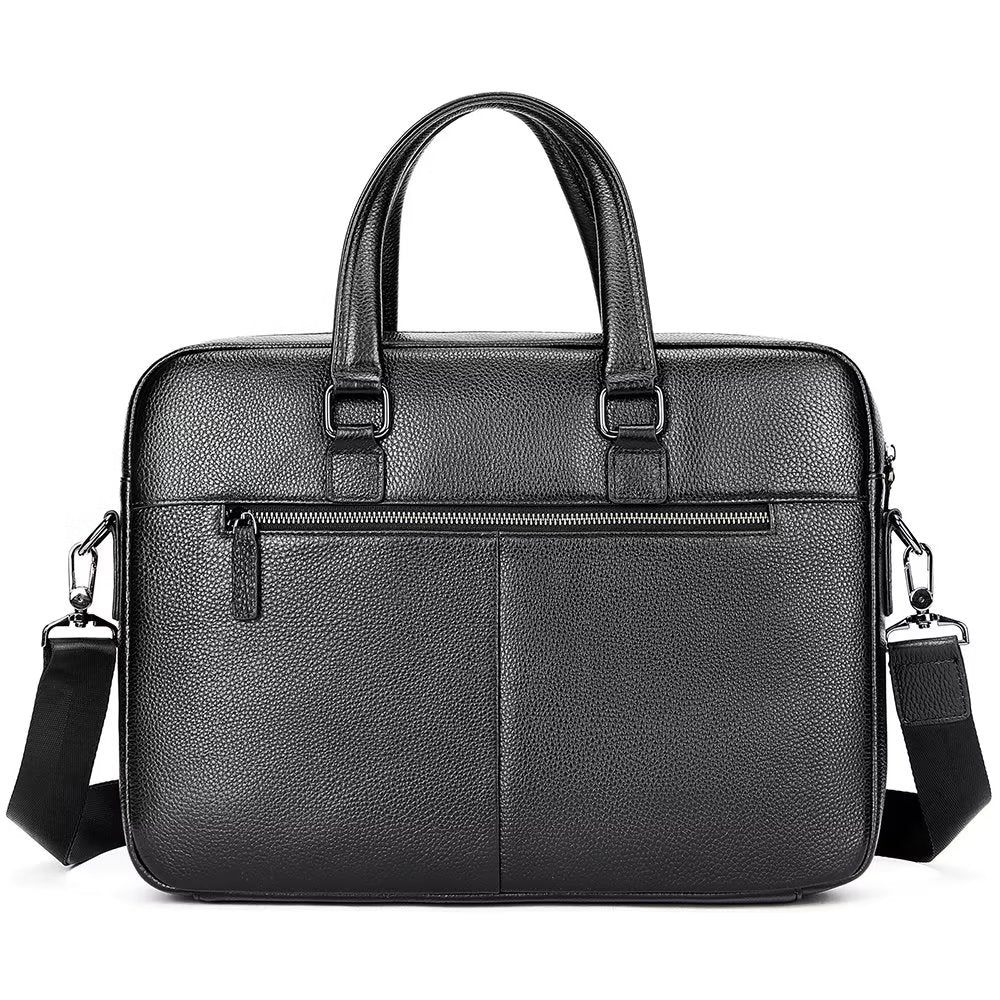 Porte-documents Pour Hommes Organisateur Luxe Cuir À Double Compartiment Mallette D'affaires - Noir