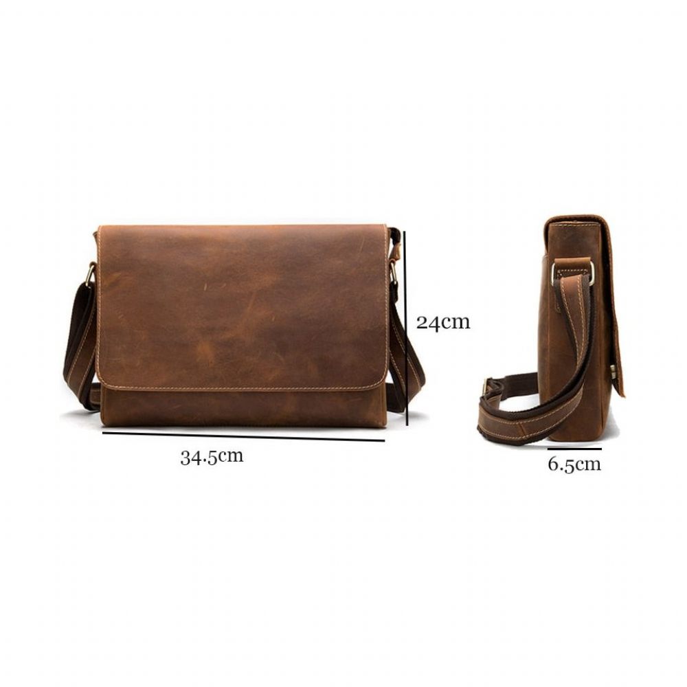 Porte-documents Pour Hommes Sac Bureau Ordinateur Portable À Rabat Cuir Luxe - Marron