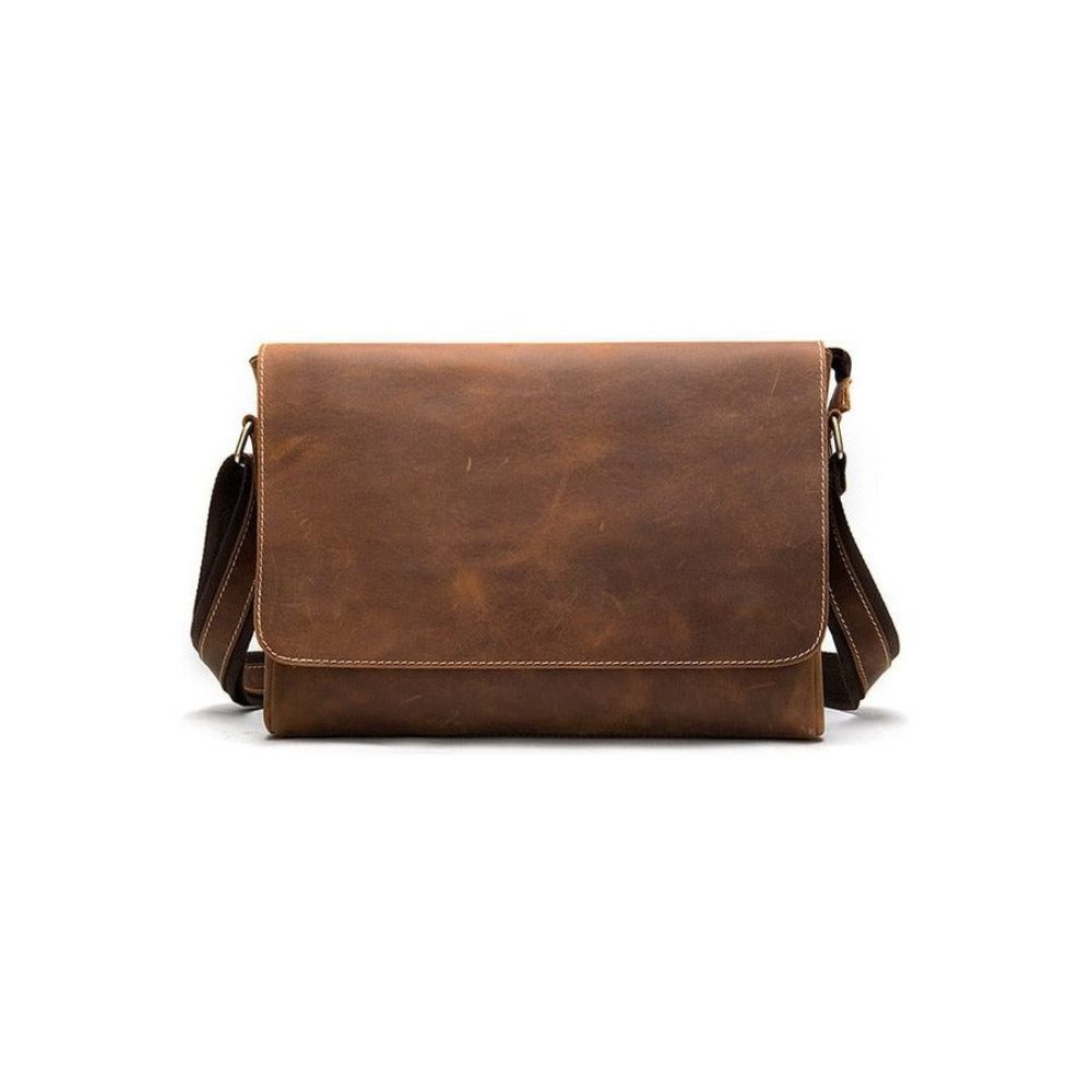 Porte-documents Pour Hommes Sac Bureau Ordinateur Portable À Rabat Cuir Luxe - Marron