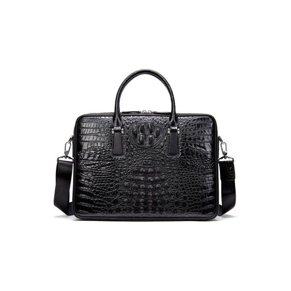 Porte-documents Pour Hommes Sac À Main Bureau Ordinateur Portable Cuir Crocodile Exquis