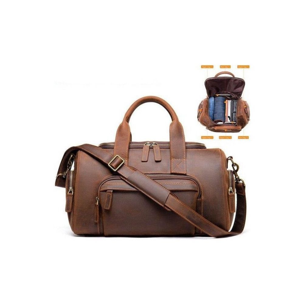 Porte-documents Pour Hommes Sac Voyage Cuir Luxe - Café