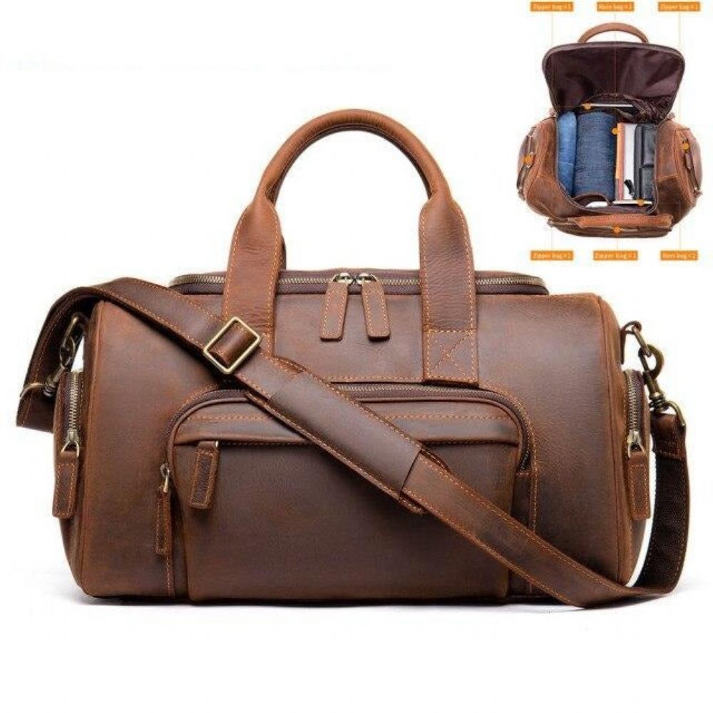 Porte-documents Pour Hommes Sac Voyage Cuir Luxe - Café