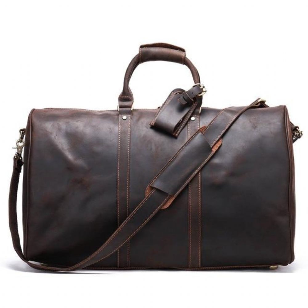 Porte-documents Pour Hommes Sac Voyage Cuir Luxe - Café 2