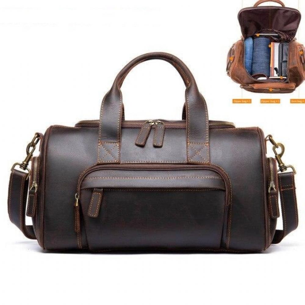 Porte-documents Pour Hommes Sac Voyage Cuir Luxe - Café 2