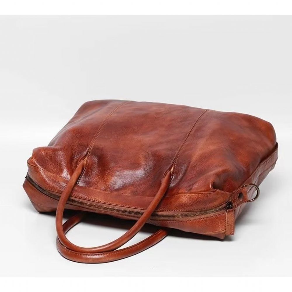 Porte-documents Pour Hommes Sac Voyage Luxe Cuir Vache - Rouge