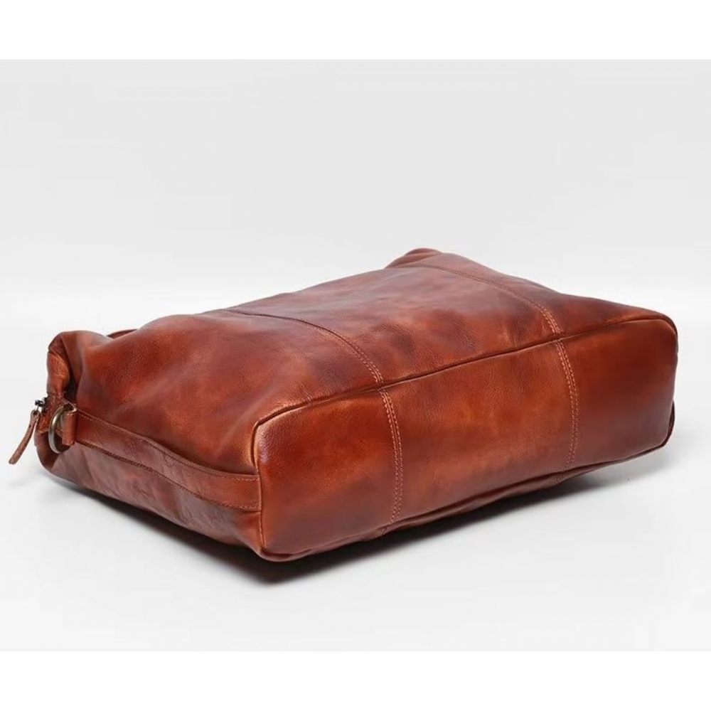 Porte-documents Pour Hommes Sac Voyage Luxe Cuir Vache - Rouge