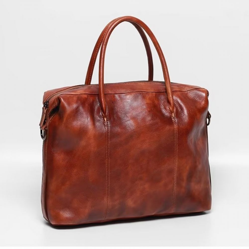 Porte-documents Pour Hommes Sac Voyage Luxe Cuir Vache - Rouge