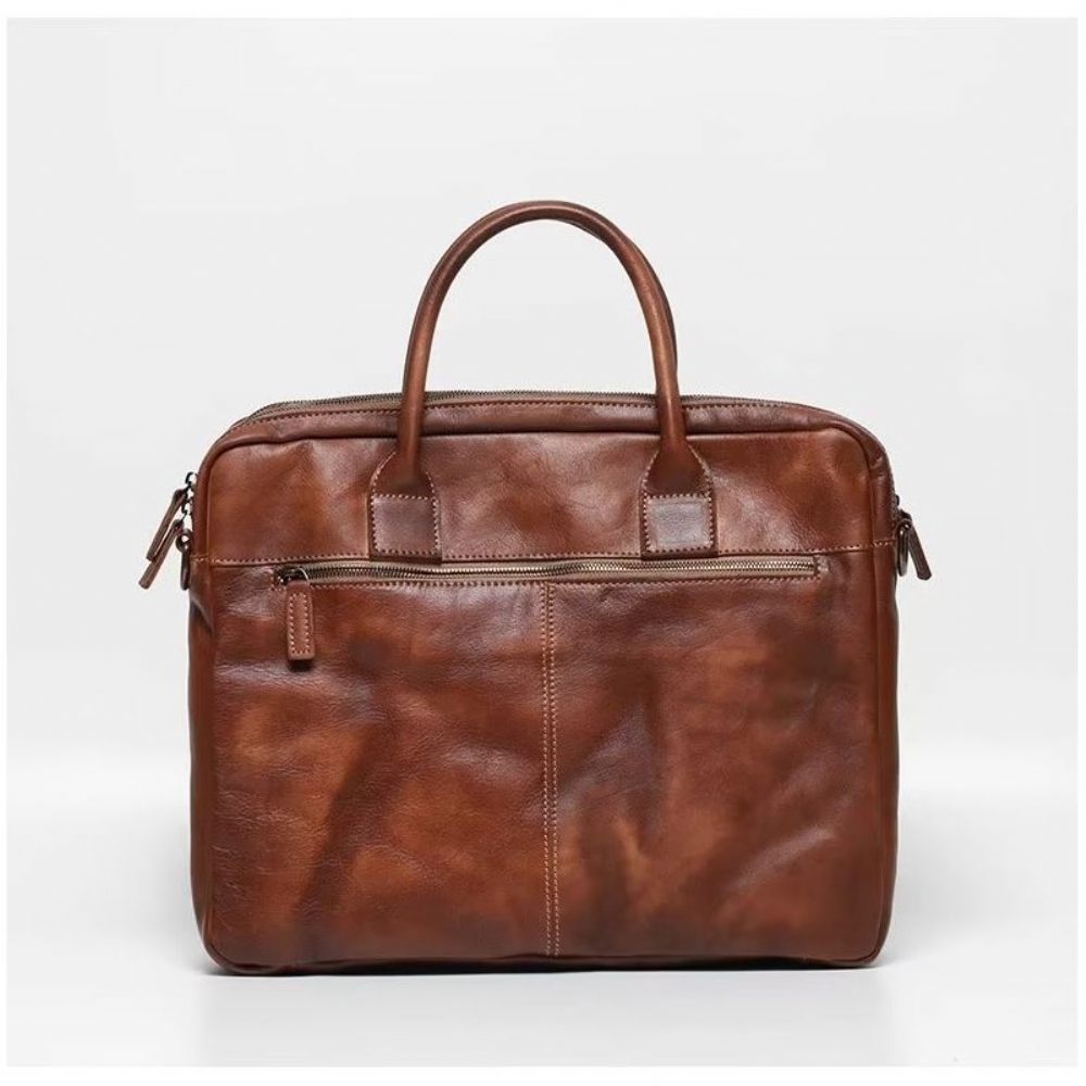 Porte-documents Pour Hommes Sac Voyage Luxe Cuir Vache - Café