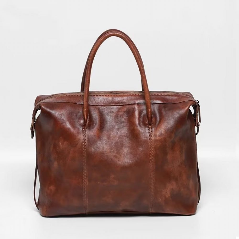 Porte-documents Pour Hommes Sac Voyage Luxe Cuir Vache - Café