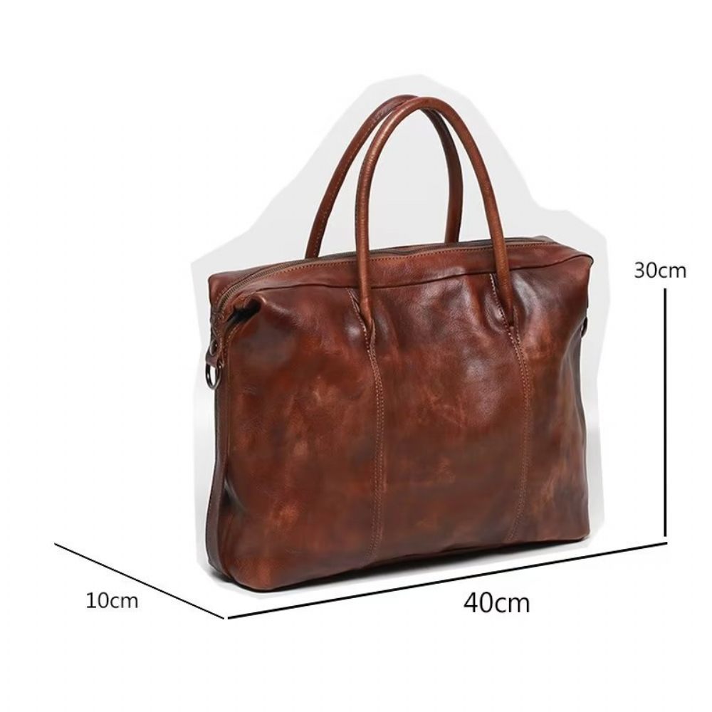 Porte-documents Pour Hommes Sac Voyage Luxe Cuir Vache - Café