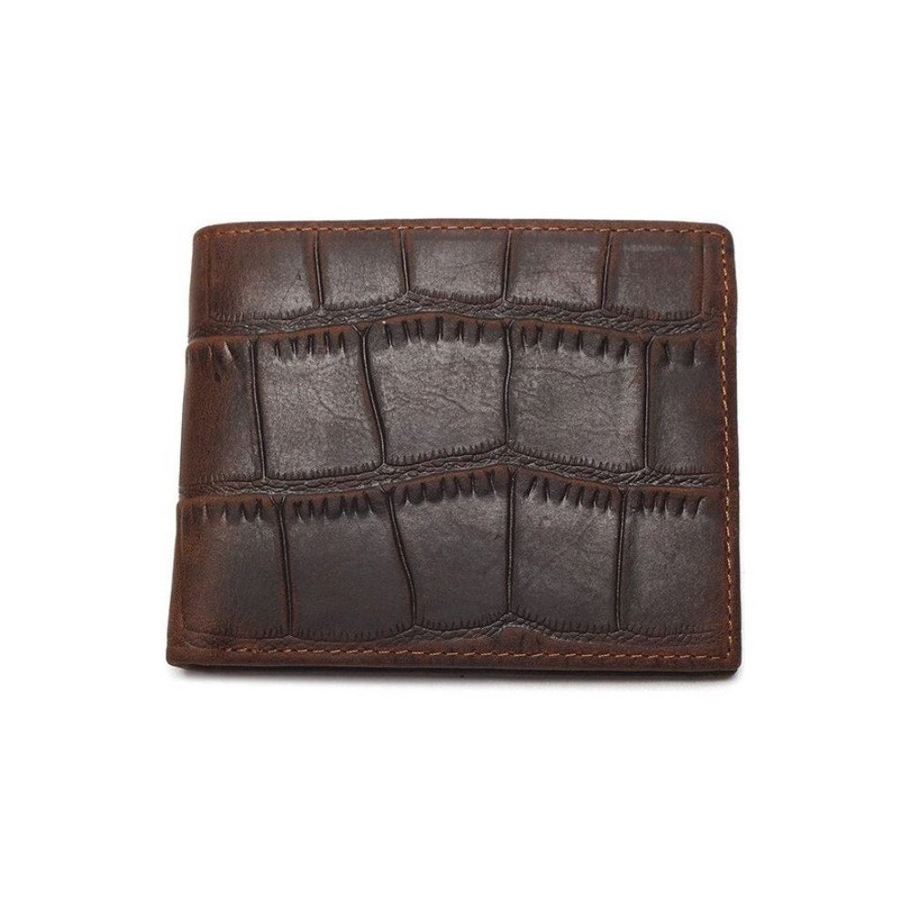 Portefeuilles Pour Hommes Luxe Cuir Crocodile Motif Exotique Courts - Café