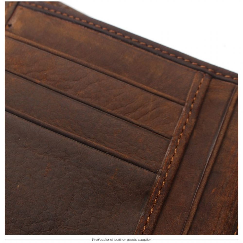 Portefeuilles Pour Hommes Porte-cartes À Motif Alligator Cuir Vache - Café Vertical