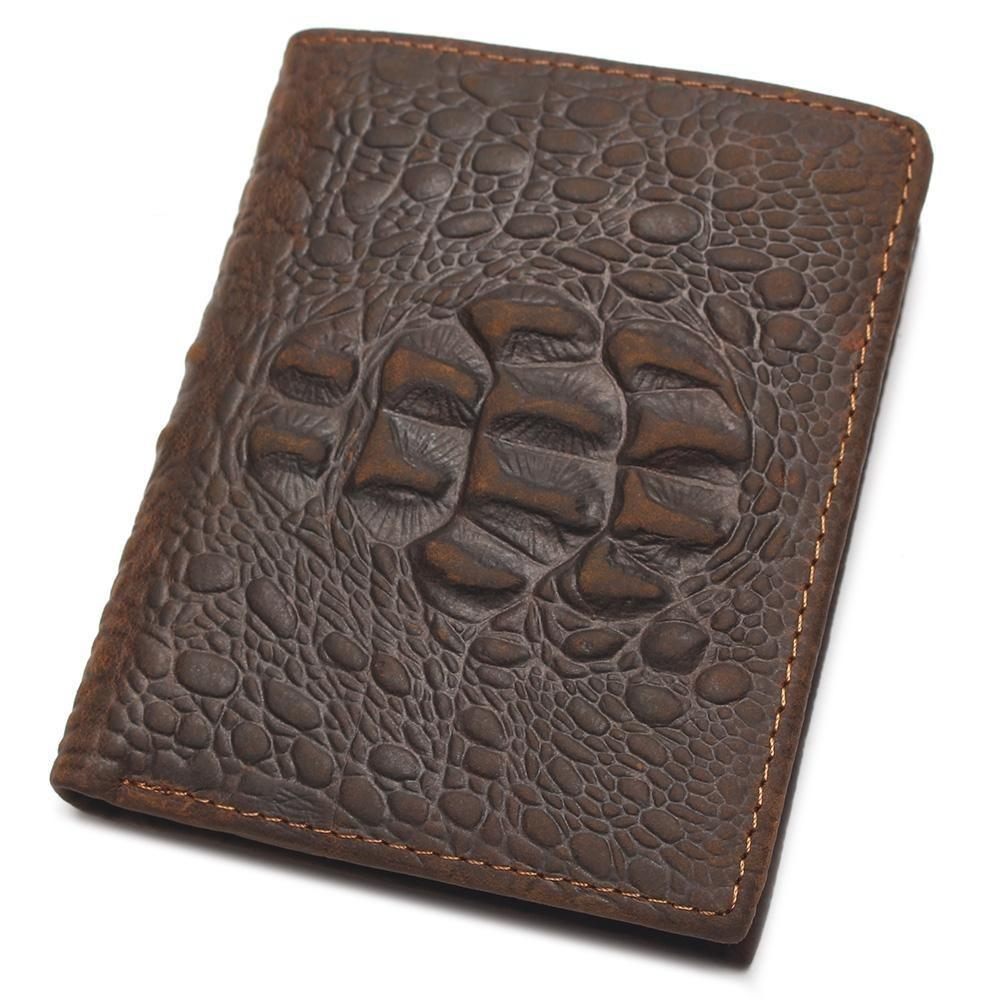 Portefeuilles Pour Hommes Porte-cartes À Motif Alligator Cuir Vache - Café Vertical