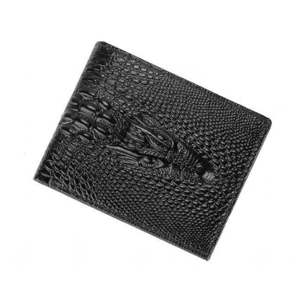 Portefeuilles Pour Hommes Porte-cartes Vintage Cuir Crocodile Luxe - Short Noir