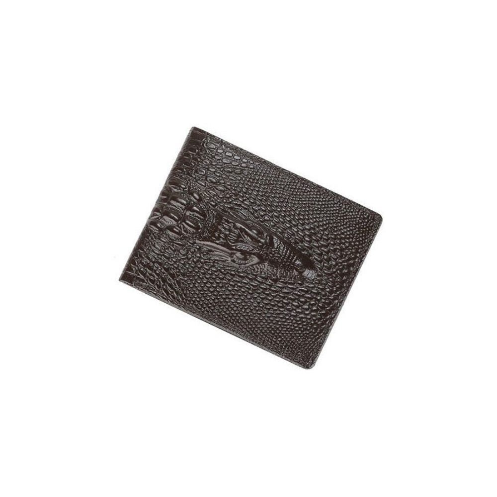 Portefeuilles Pour Hommes Porte-cartes Vintage Cuir Crocodile Luxe - Short Café