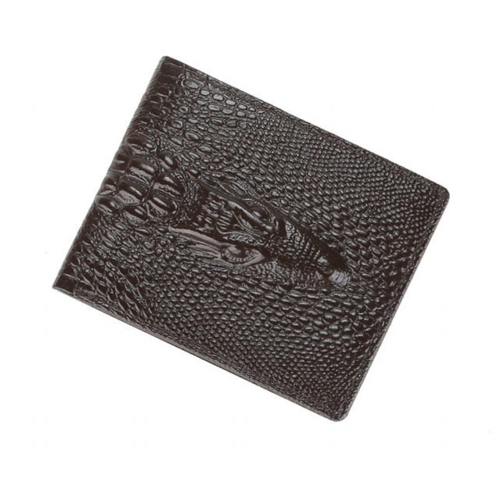 Portefeuilles Pour Hommes Porte-cartes Vintage Cuir Crocodile Luxe - Short Café